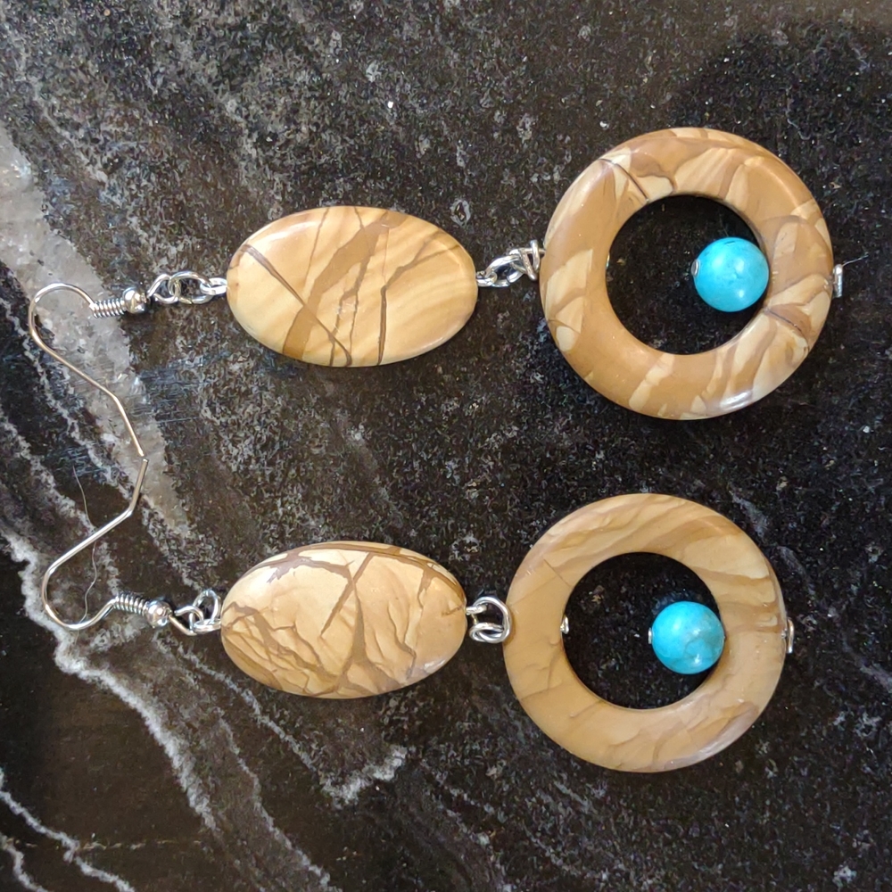 Sandstone Jasper and turquoise earrings